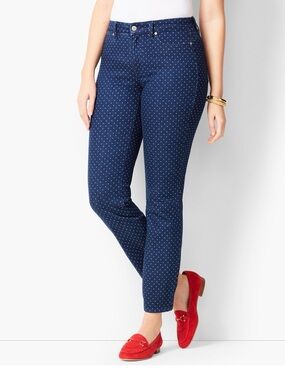 Talbots Flawless Slim Ankle Jeans Size 4 Polka Dot Stretch Denim